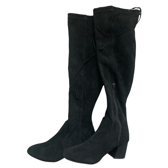 Women’s Boots Faux Suede Knee-High Boots Black Rope Tie High Boots - Picture 5 of 6